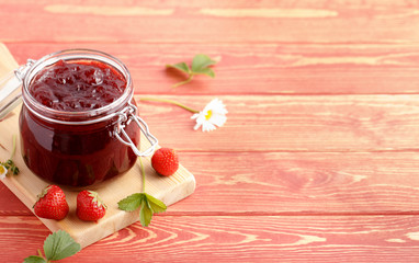 Wall Mural - Traditional strawberry homemade jam.