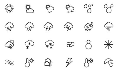 Wall Mural - weather vector line icons 2