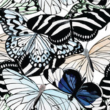 butterflies black and white watercolor pattern