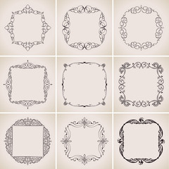 Canvas Print - Calligraphic frames set and page decoration. Vector vintage