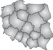 Mapa Polski Województwa Szara