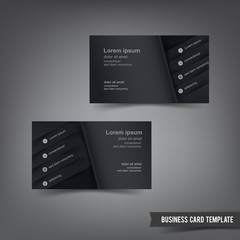 Poster - business card template set 030 black and dark layer overlab ele