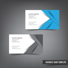 Poster - business card template set 031 blue and white layer overlab elem