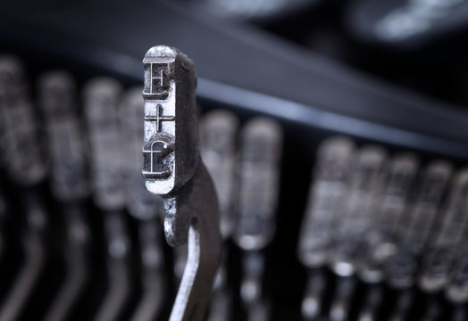 F hammer - old manual typewriter - cold blue filter