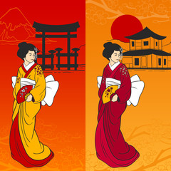 Wall Mural - Geisha Banner Vertical