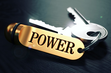 Poster - Keys to Power. Concept on Golden Keychain.