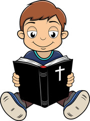 Boy reading Bible 
