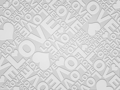 Plain white love Valentine's day typographic texture
