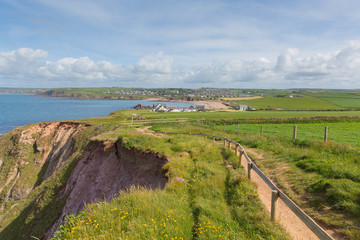 Canvas Print - South west coast path to Thurlestone South Devon England UK 