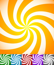 Colorful Background Set With Swirling, Rotating, Twirling Stripe