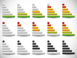 Aufkleber - Increasing bars as level or progress indicators, signal strength