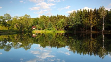 Canvas Print - Symmetry reflection on a summer lake