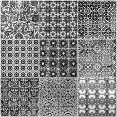 Fototapete - Background collage. Black and white tiles