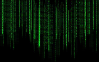 Wall Mural - black green binary system code background