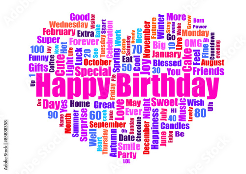 Happy Birthday Word Cloud Stock Illustration | Adobe Stock