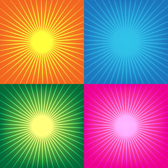 Wall Mural - collection of colorful sunburst abstract background vector illus