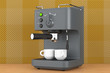 Old Style Photo. Espresso Coffee Making Machine. 3d rendering