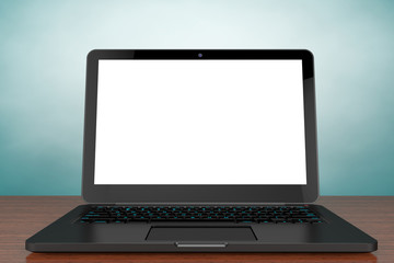 Poster - Old Style Photo. Opened Modern laptop with blank screen