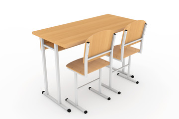Aufkleber - School Desk and Chairs