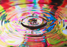 Water Drop And Circles On On The Water, Colorful Background