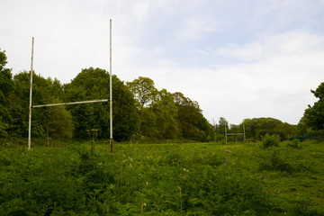 Abandoned soccer rugby field in the park