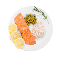 Canvas Print - Fried salmon fillet on plate