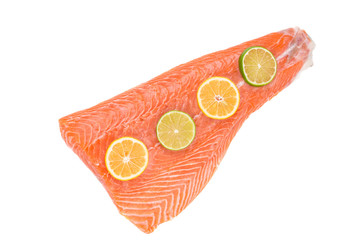 Wall Mural - Fresh salmon fillet with lemon.