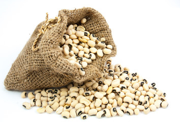 Wall Mural - black eyed peas beans  in canvas sack