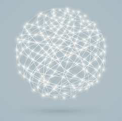 Fototapete - Global digital connections with glowing lights, network