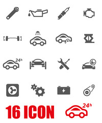 Sticker - Vector grey car service icon set