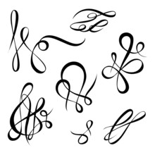 Vector Calligraphy Page Decoration, Calligraphic Swirls And Twirls Elements For Design