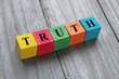 word truth on colorful wooden cubes