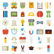 Vector Big Flat Back to School Objects Set isolated over white