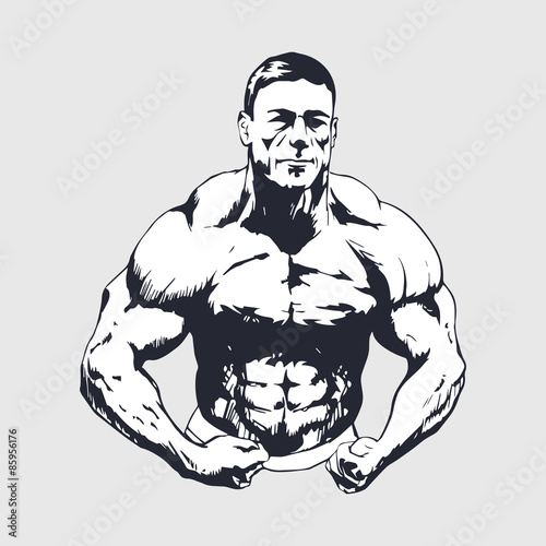 Hand drawn muscular man - Bodybuilder Stock Vector | Adobe Stock
