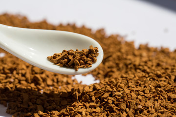 Poster - close-up images of roasted instant coffee powder 