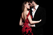 Fashion photo of sexy elegant couple in the tender passion