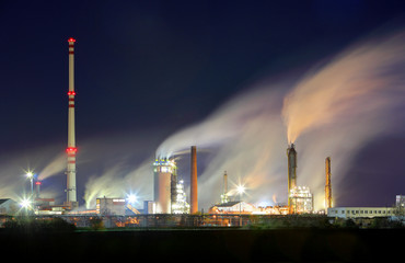 Oil refinery industry plant with smokestack