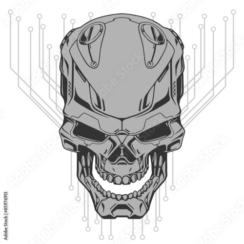 Robot skull illustration