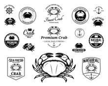Crab Logos, Labels And Design Elements