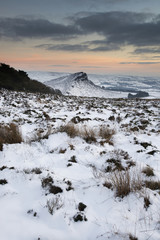 Wall Mural - Stunning Winter sunset over countryside landscape with dramatic