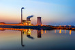 At dusk, the thermal power plants