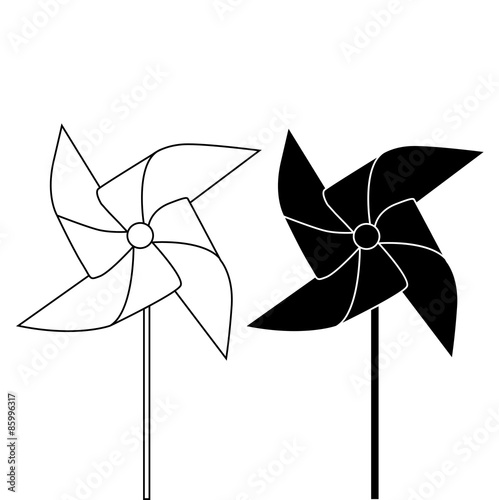 Fotografia, Obraz PINWHEEL OUTLINE AND SILHOUETTE illustration vector