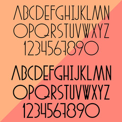 Poster - Vector set of slim alphabet and numbers