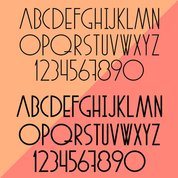 Vector set of slim alphabet and numbers