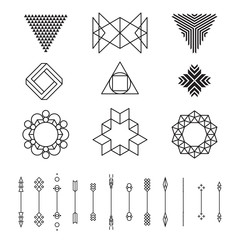 Set of geometric shapes, vector illustration, isolated, line design