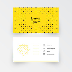 Wall Mural - Modern simple business card template, geometric pattern, yellow background