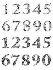 Poster - Ornate numbers with floral and foliage ornament