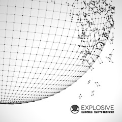Aufkleber - Exploded grid ball made of connected dots