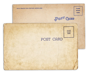 Two blank old vintage postcard isolated