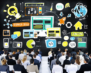 Poster - business people responsive design technology seminar concept
